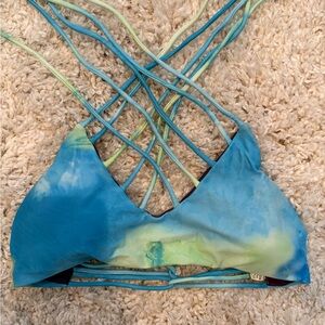 SHEIN Blue and Green Strappy Bikini Top